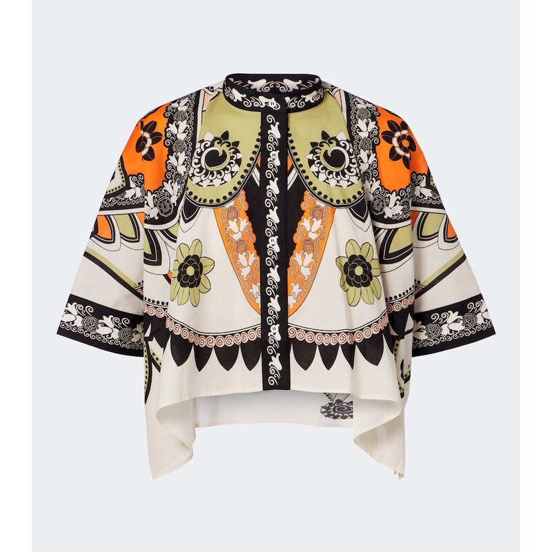 La DoubleJ Foulard printed cropped cotton shirt