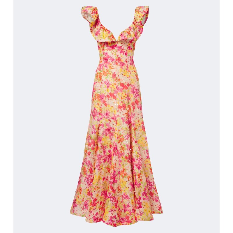 Là Fuori Genevieves floral embellished maxi dress