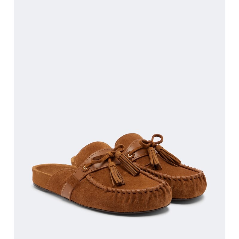 Isabel Marant Malvin leather-trimmed suede mules