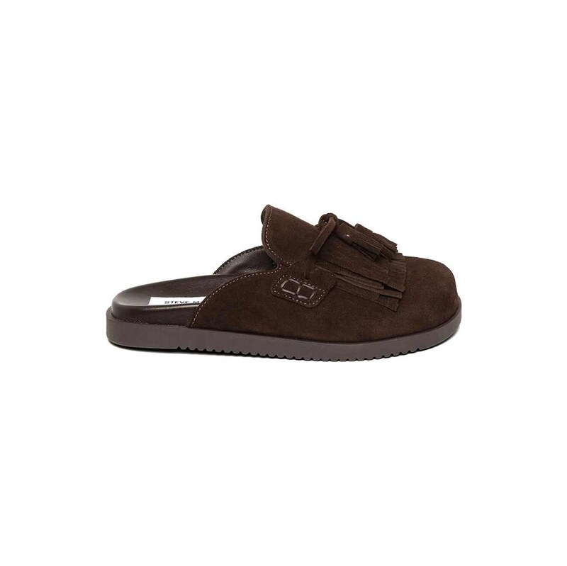 Steve Madden Maurea fringe clogs in brown suede