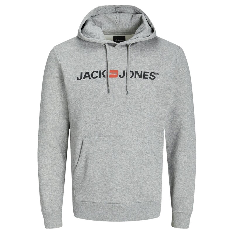 JACK & JONES Mikina JJECorp světle šedá / mandarinkoná / černá
