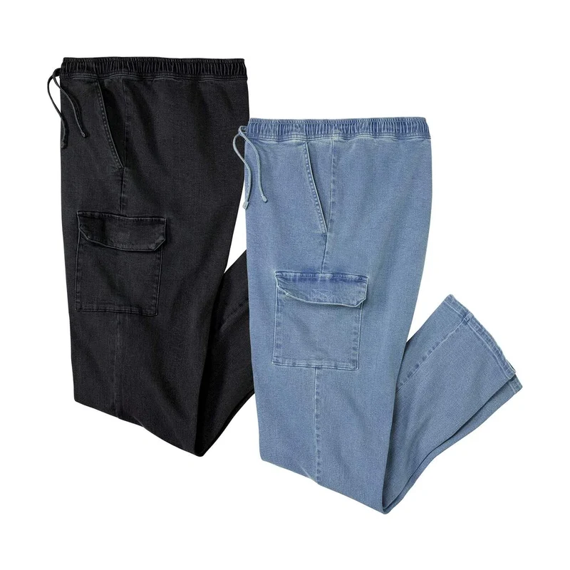 Sada 2 cargo džínů z lehkého strečového denimu Atlas For Men