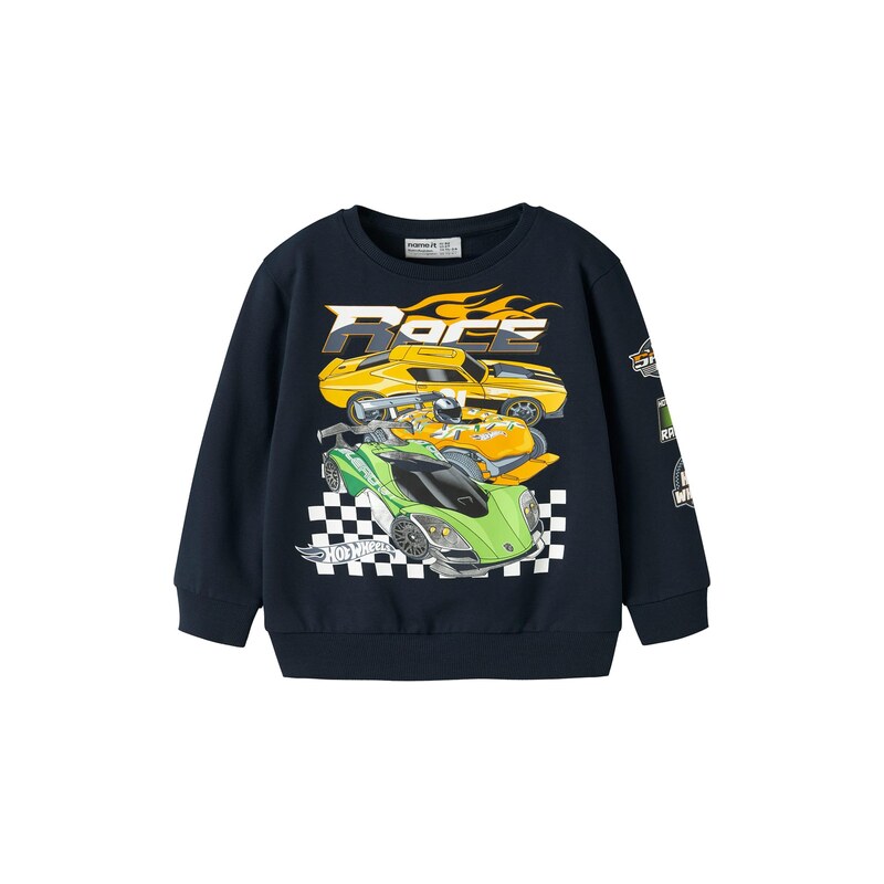 NAME IT Mikina NMMJERRY HOTWHEELS marine modrá / žlutá / zelená