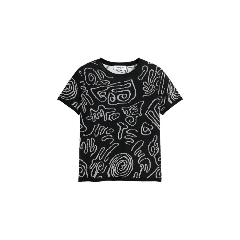 Desigual Tričko černá / bílá