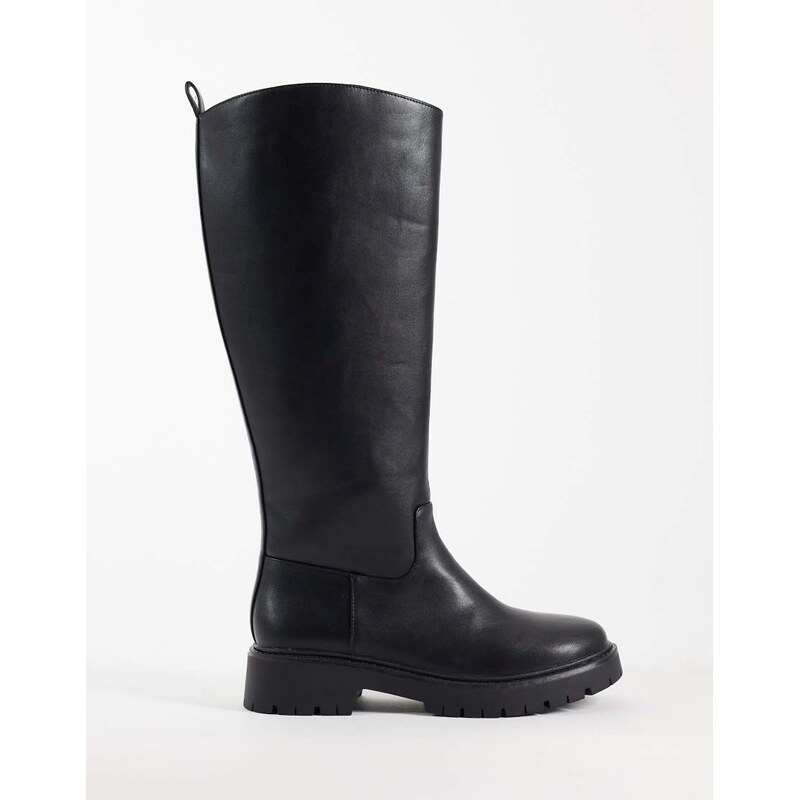 London Rebel Clove chunky knee boots in black