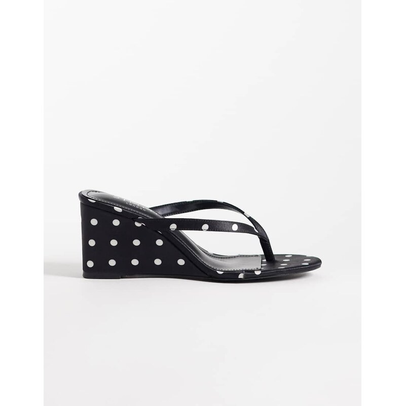 SIMMI Shoes Simmi London wedge toe thong sandals in black polka