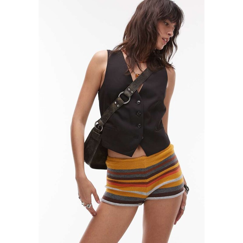 Motel nikaya knitted stripe short in orange multi
