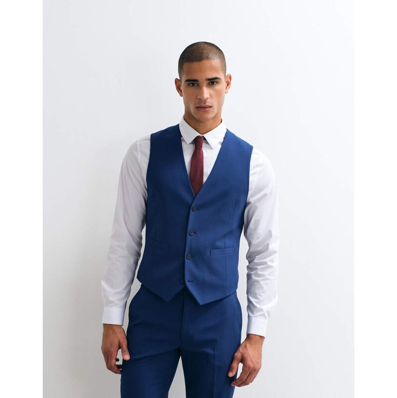 ASOS DESIGN slim suit waistcoat in blue-Navy