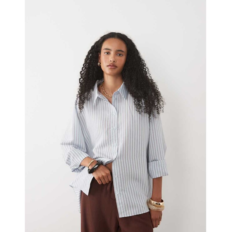 ASOS DESIGN stripe oversized shirt in blue stripe
