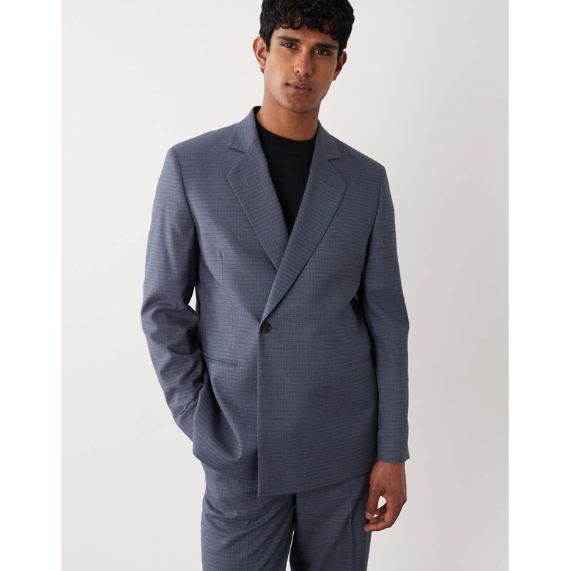 ASOS DESIGN regular suit jacket in blue check
