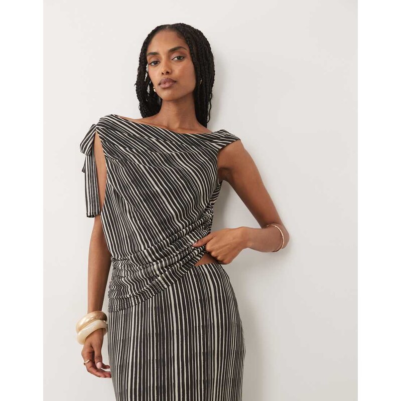Pretty Lavish Shea mesh off shoulder top co-ord in black and