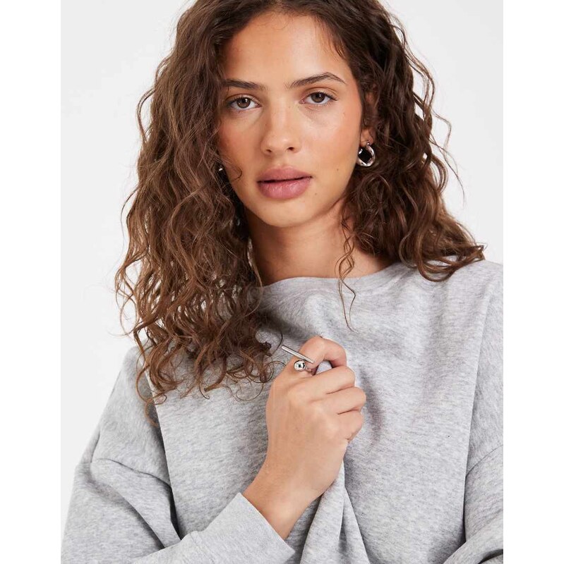 Pieces oversized sweatshirt co-ord in light grey melange