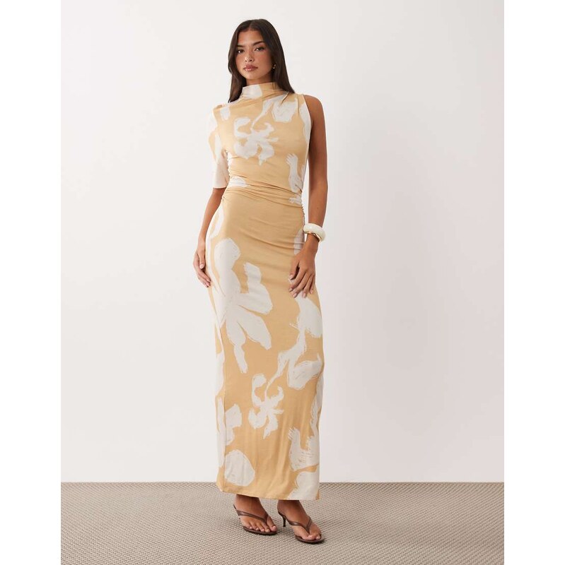 ASOS DESIGN one shoulder grown on maxi dress in floral print