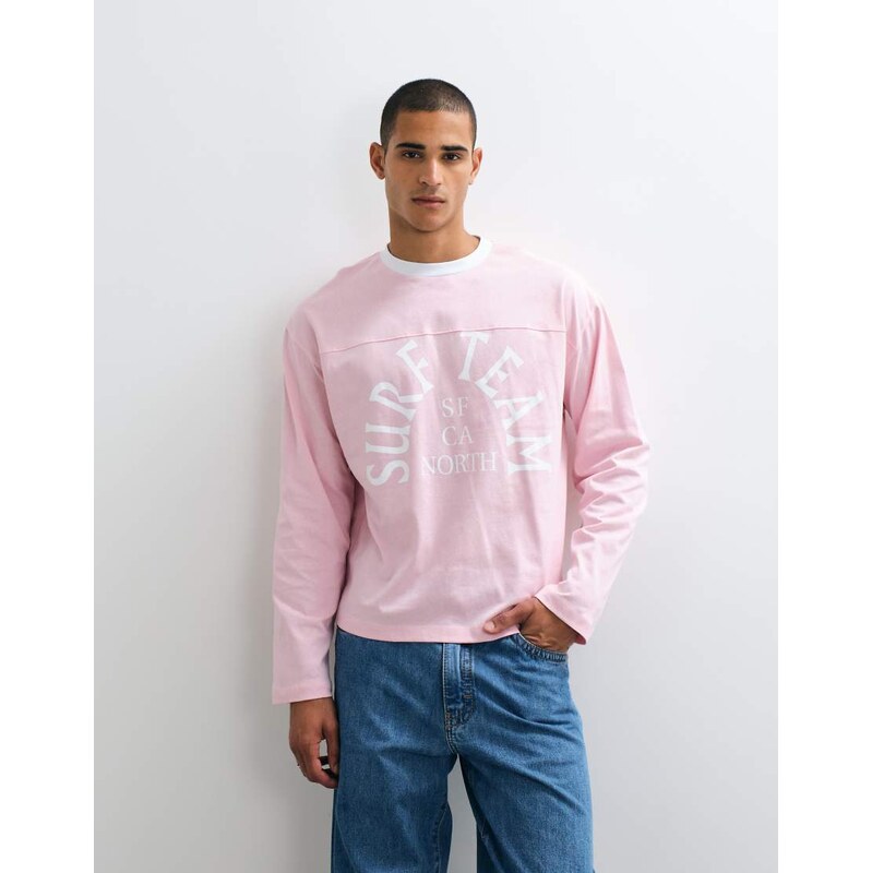 ASOS DESIGN boxy oversized long sleeve t-shirt with surf team