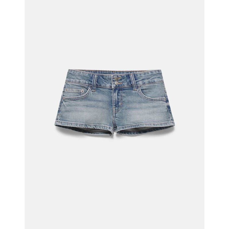 Pull&Bear Double-button mini denim shorts in pale blue