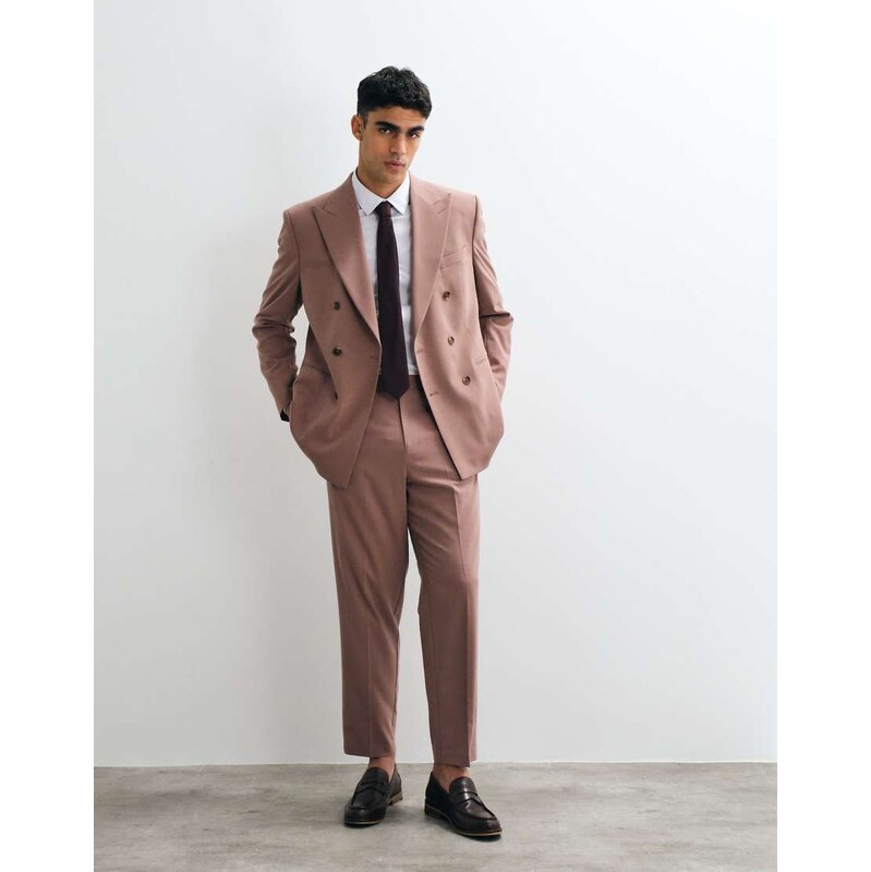 ASOS DESIGN carrot fit suit trousers in burgundy-Red