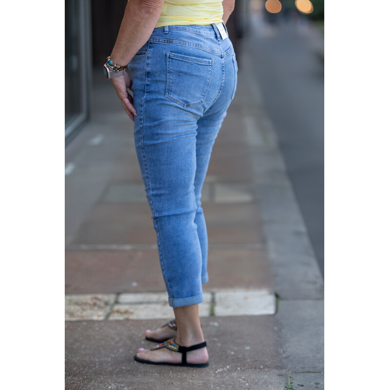 M.SARA Mom fit džíny PLAY [M1105-H] Barva: Modrá, Velikost: XL
