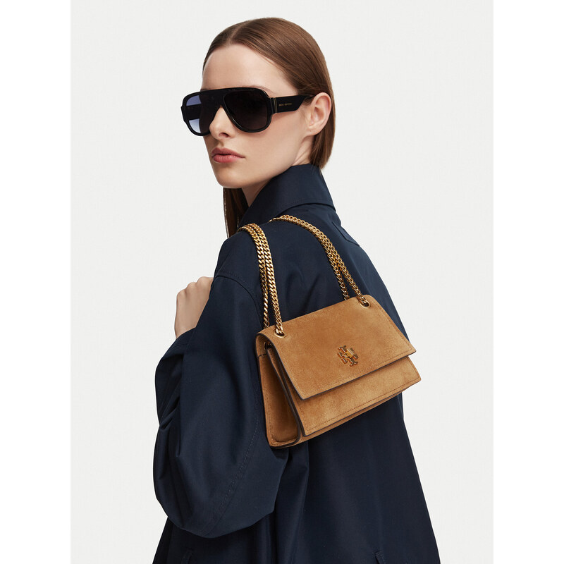 Kabelka Tory Burch hnědá mini bag s turnlock uzavřením