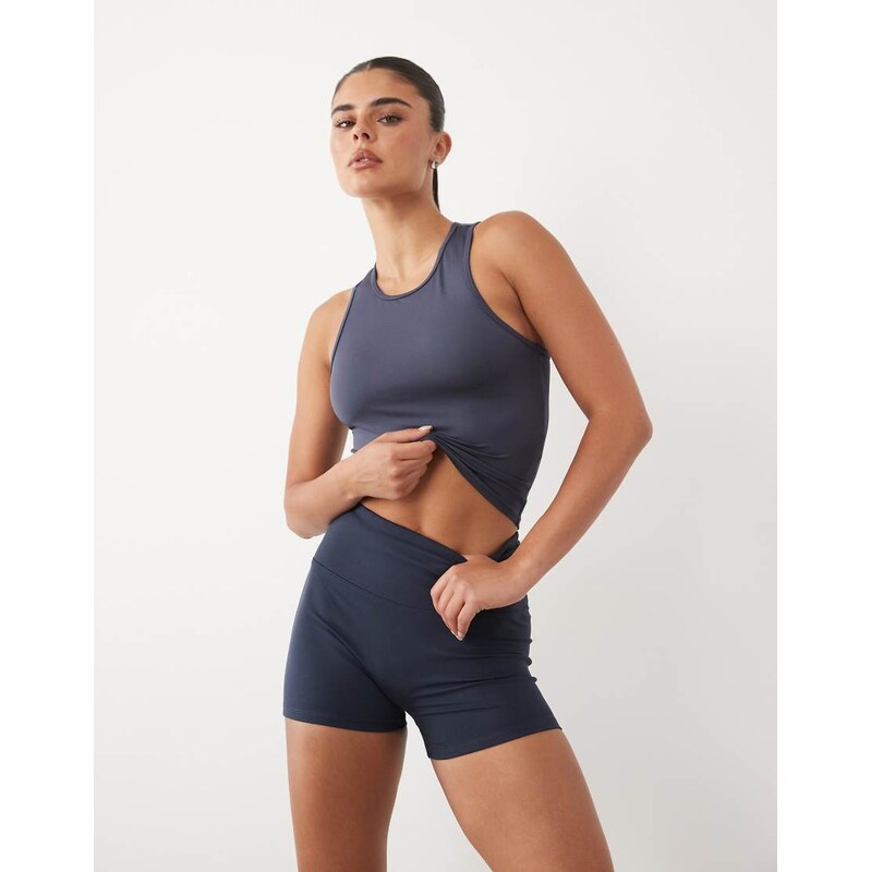 4505 Icon soft touch high waist 3 inch booty short in midnight