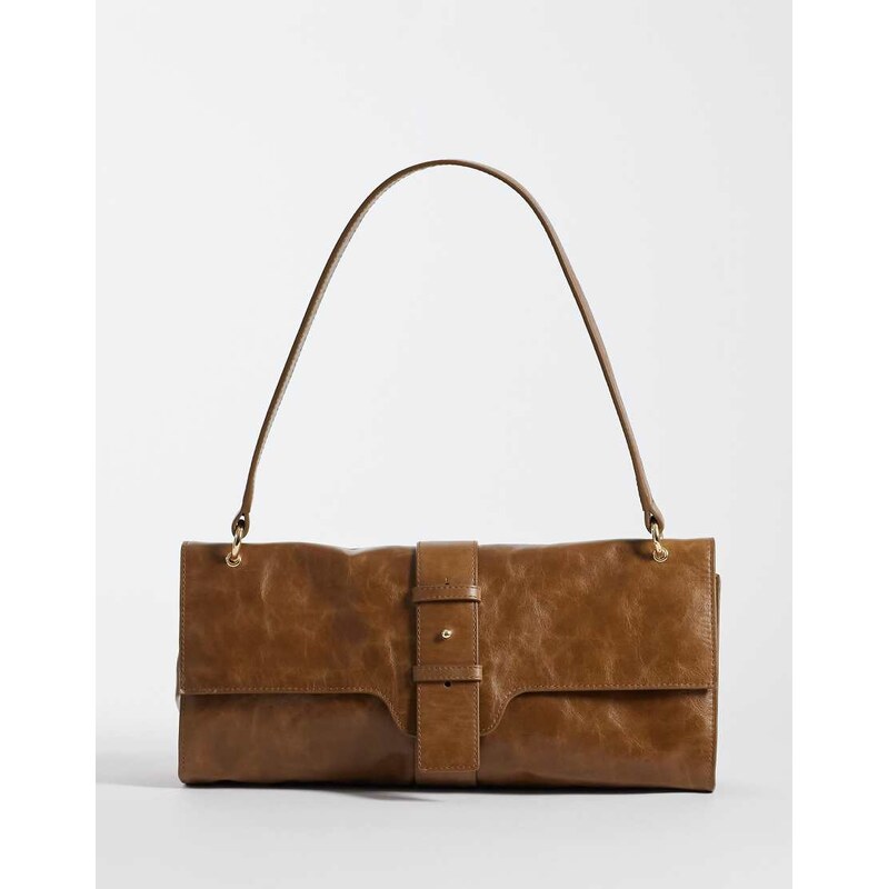 & Other Stories pure suede cracked leather shoulder flap bag