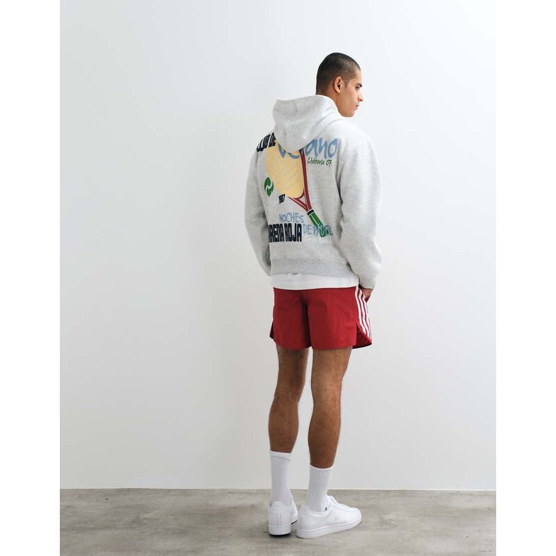 ASOS DESIGN hoodie with padel print in ice marl-Grey