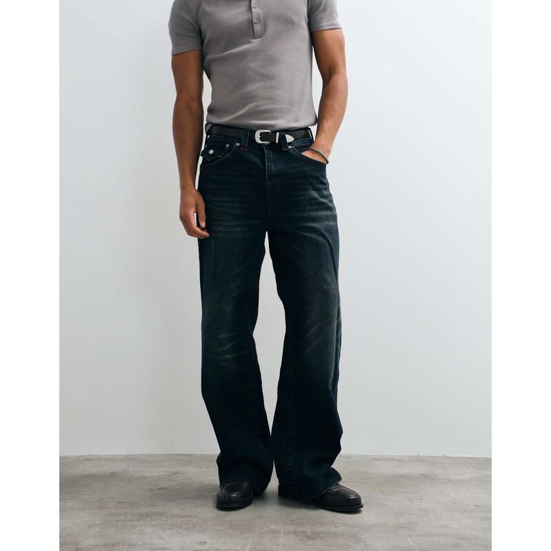 True Religion vinny flap pocket straight jeans in dark wash