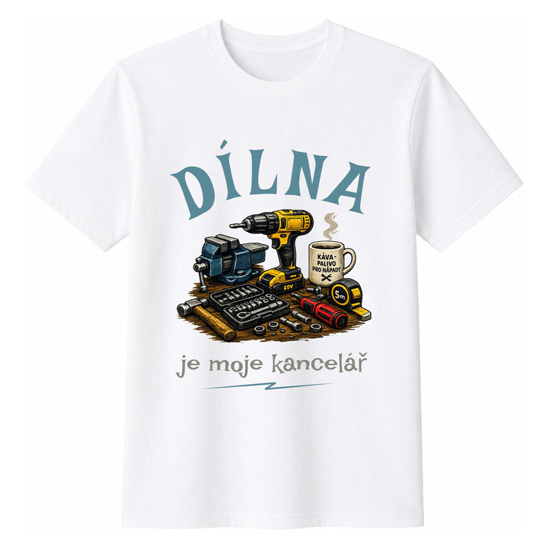 Giftela Pánské bavlněné tričko s potiskem - DÍLNA JE MOJE