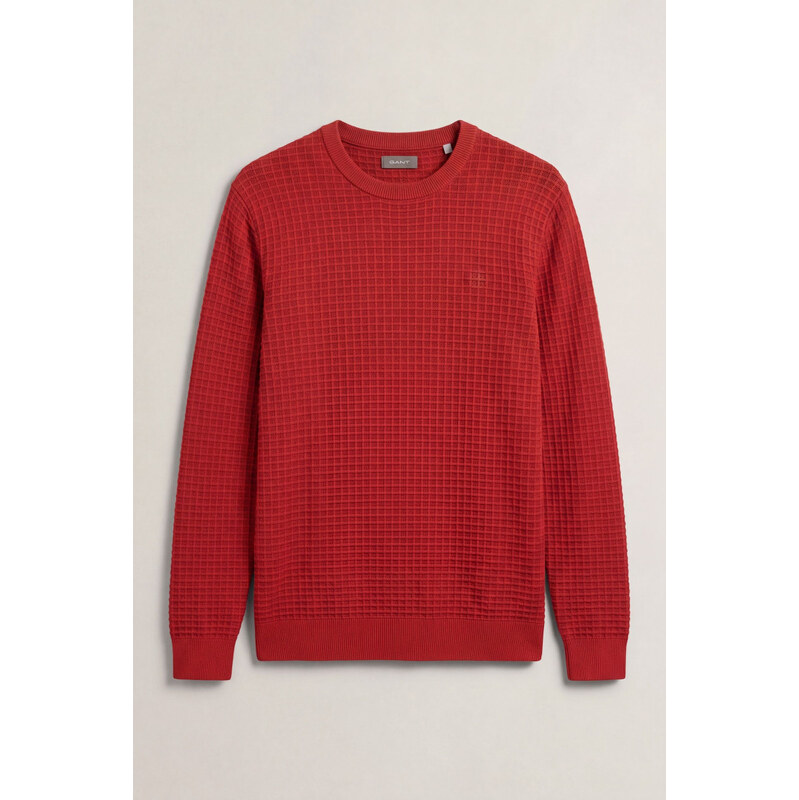 SVETR GANT COTTON TEXTURE C-NECK MAPLE FIRE