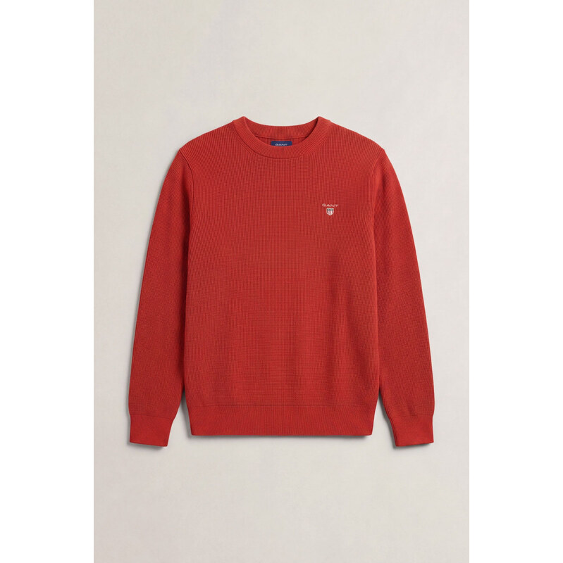 SVETR GANT MICRO TEXTURED COTTON C-NECK MAPLE FIRE