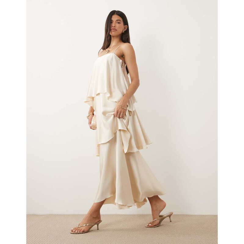 Pretty Lavish Tove cami square neck extreme tiered ruffle maxi