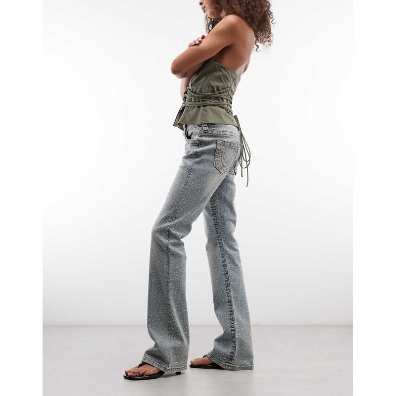 True Religion crystal becca mid rise big T bootcut jeans in