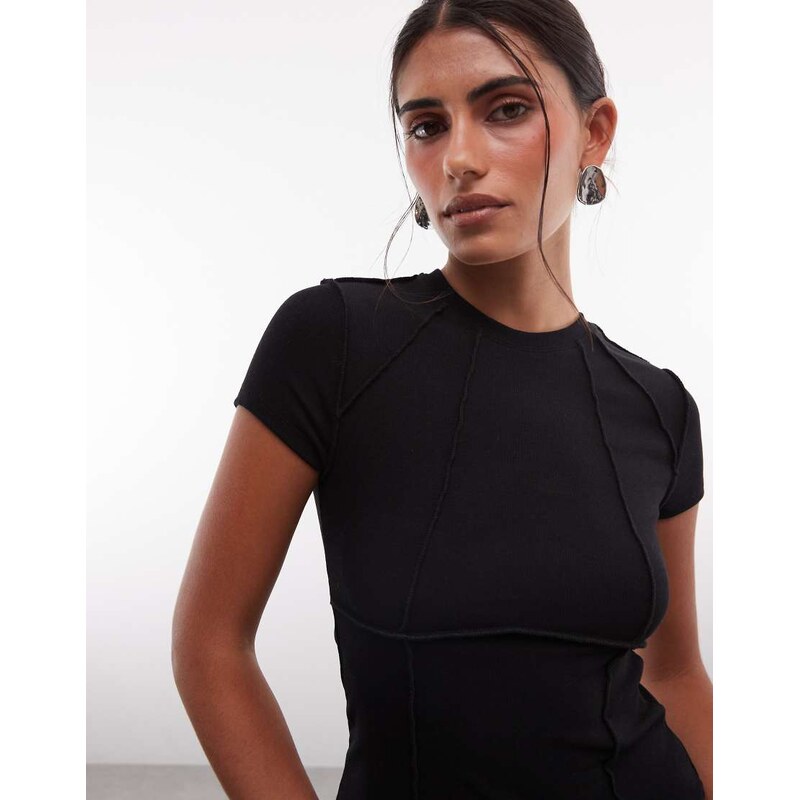 ASOS DESIGN seam detail baby tee in black