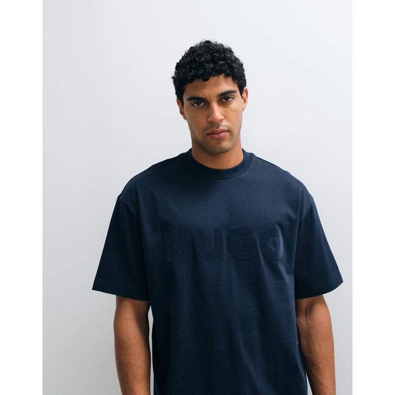 HUGO Red Dinkee co-ord tonal logo oversized fit t-shirt in navy