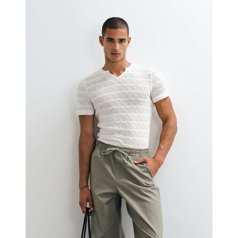 ASOS DESIGN heavyweight slim t-shirt in cream textured fabric