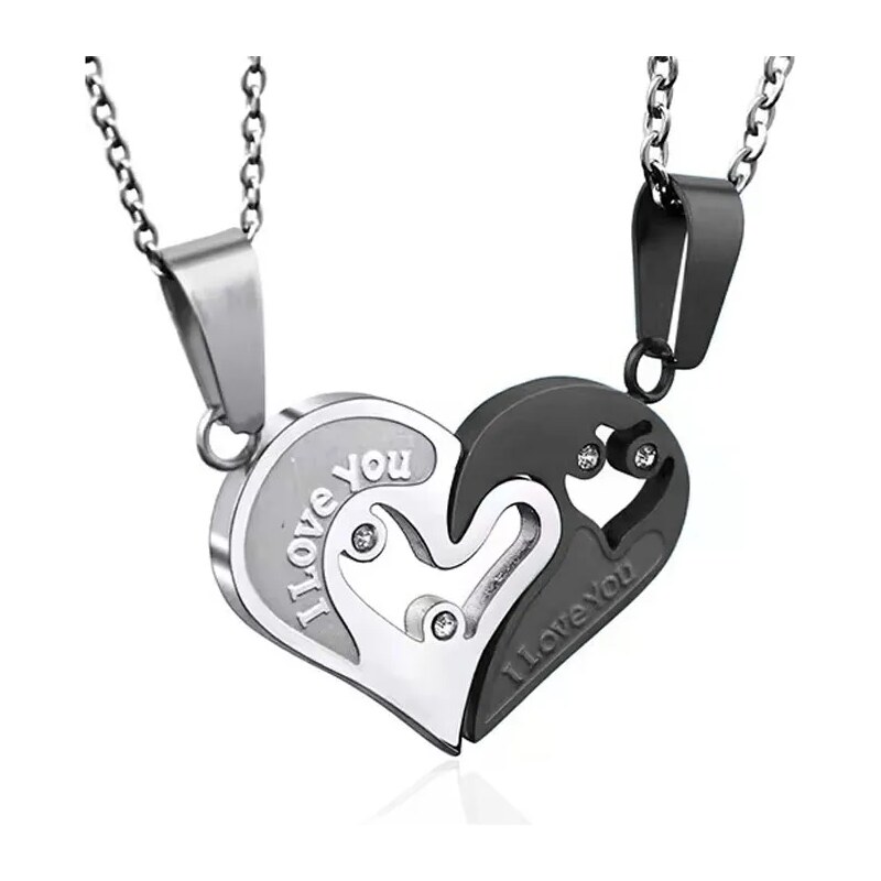 Impress Jewelry Ocelové přívěsky pro dvojici I love You černý