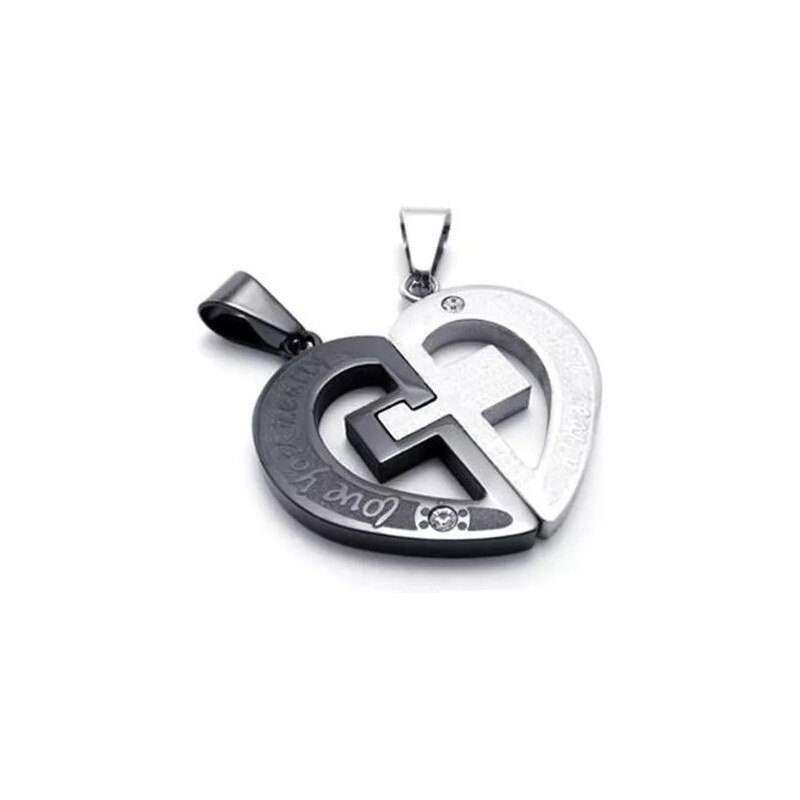 Impress Jewelry Ocelové přívěsky pro dvojici kříž černý