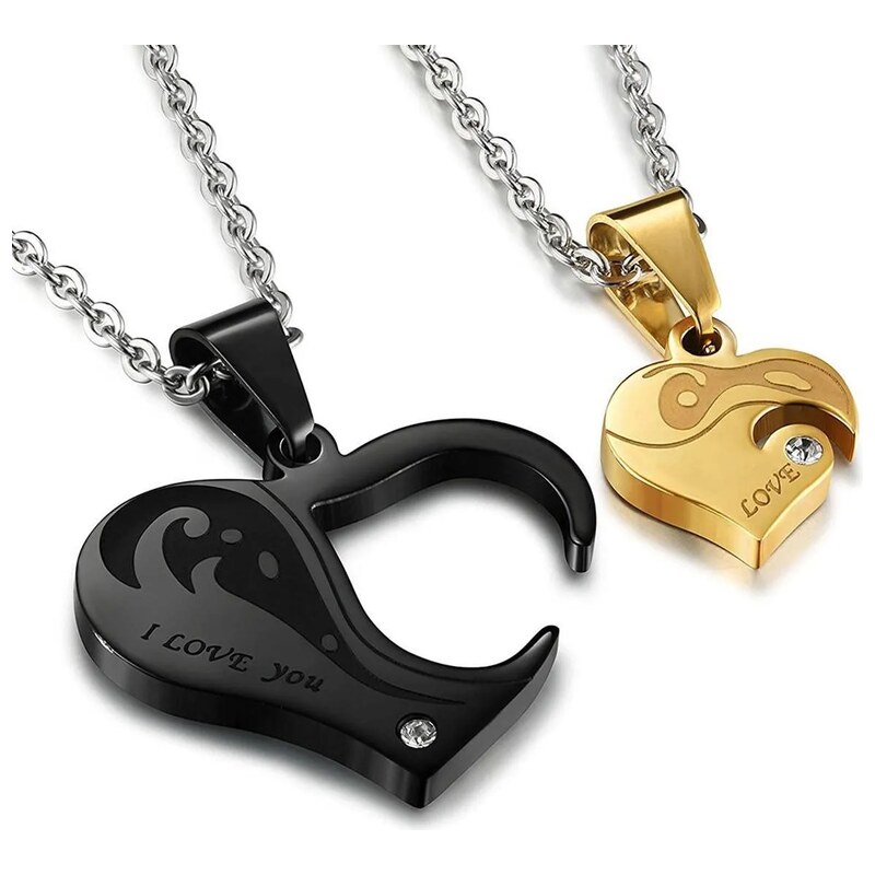 Impress Jewelry Ocelové puzzle přívěsky pro dvojici srdce v
