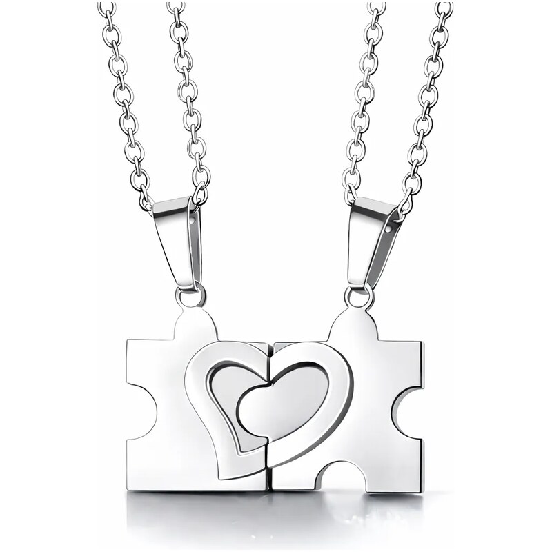Impress Jewelry Ocelové přívěsky pro dva Puzzle stříbrné