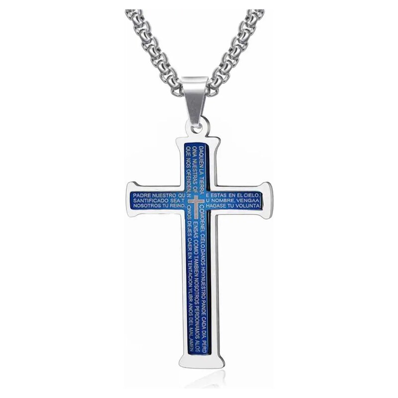 Impress Jewelry Přívěsek z chirurgické oceli Křížek Calvo modrý
