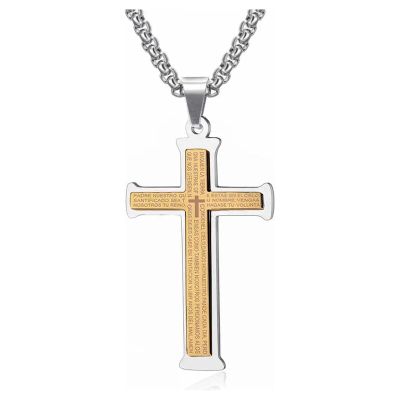 Impress Jewelry Přívěsek z chirurgické oceli Křížek Calvo zlatý