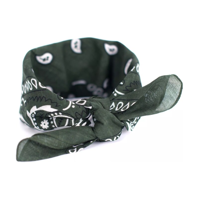 Artofpolo Bavlněný šátek Bandana 55 cm x 55 cm Tmavě zelený