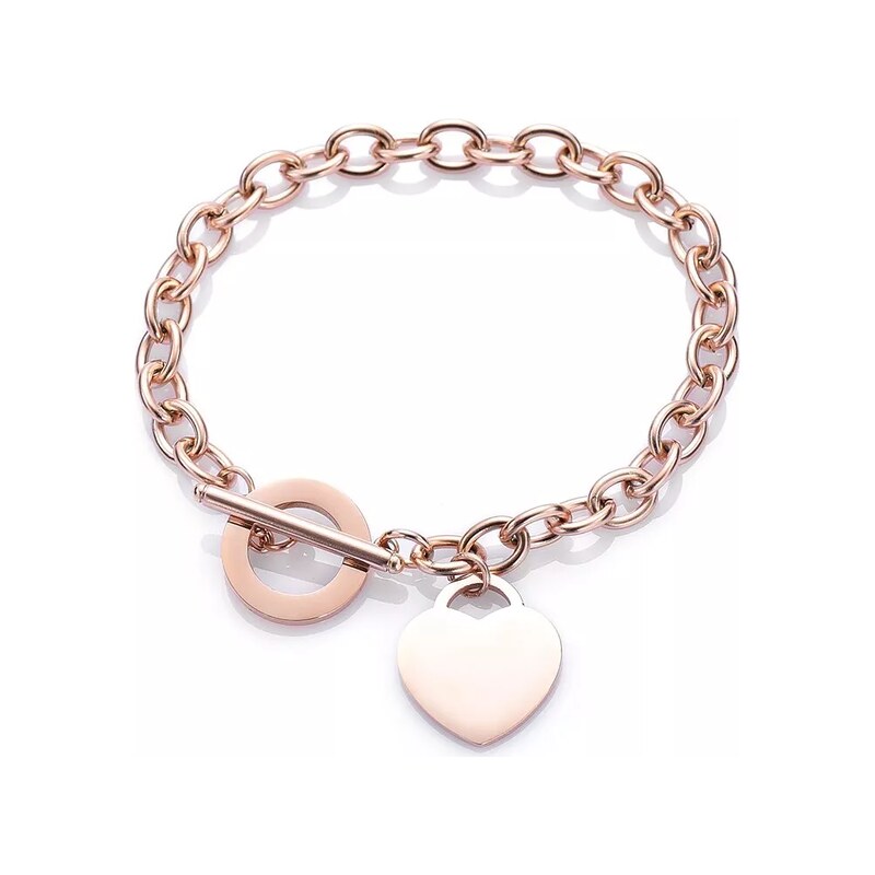Impress Jewelry Náramek z chirurgické oceli Srdíčko Emori Růžové