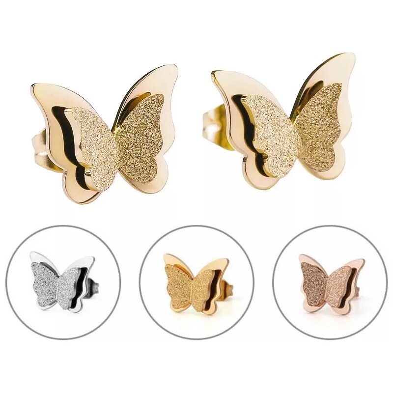 Impress Jewelry Náušnice - pecky z chirurgické oceli Motýlci