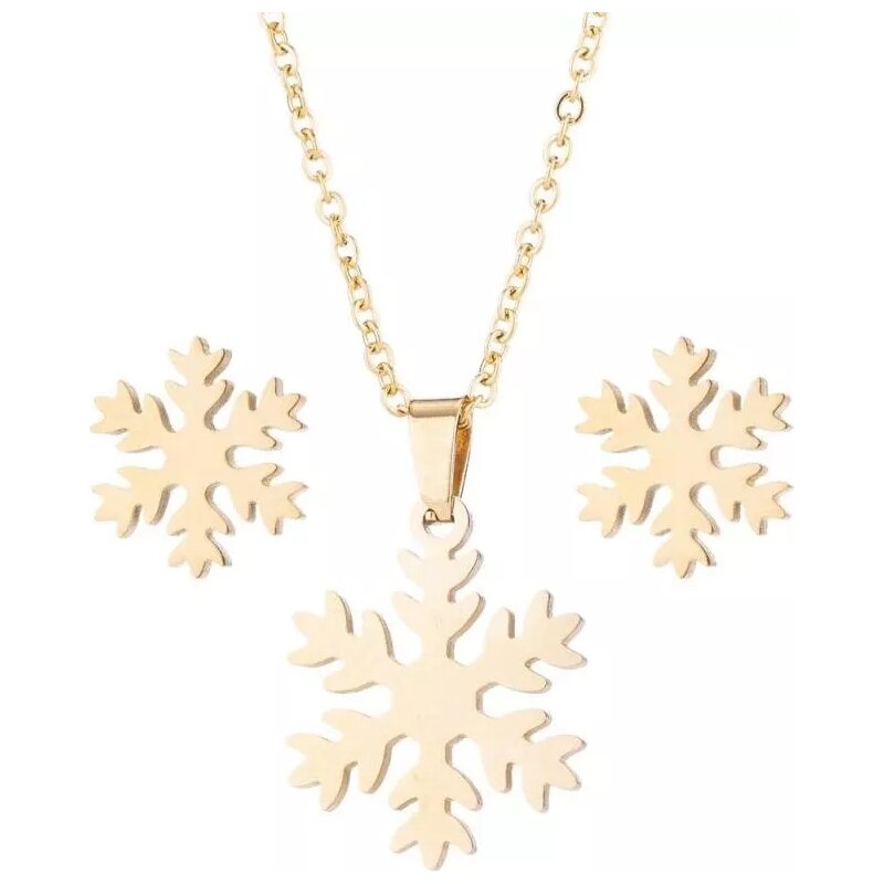 Impress Jewelry Sada šperků z oceli sněhová vločka Zlatá