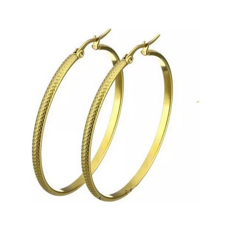 Impress Jewelry Ocelové náušnice kruhy 30-35 mm Snake zlaté