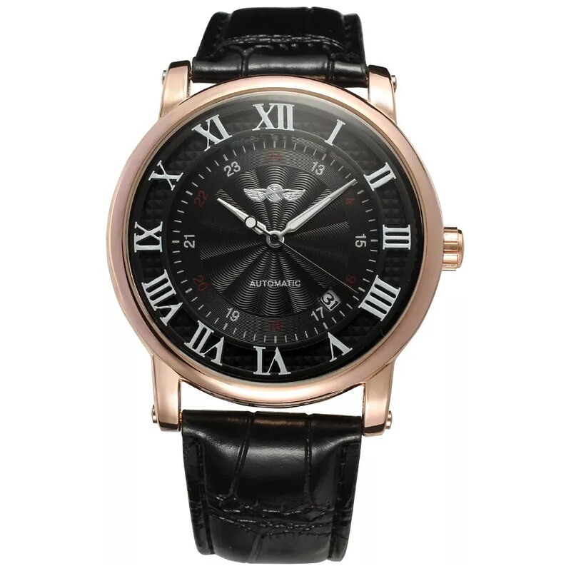 Winner mechanické hodinky s automatickým nátahem Gentle Black