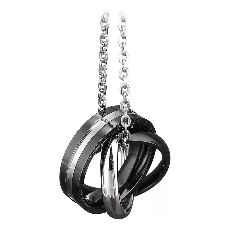 Impress Jewelry Ocelový přívěsek Wonderful World Rings Černý