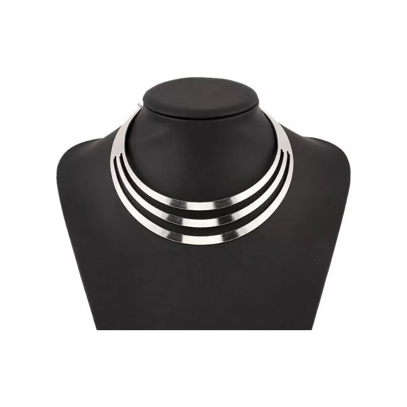 Lodestar Geometrický kruhový Choker náhrdelník Stříbrný