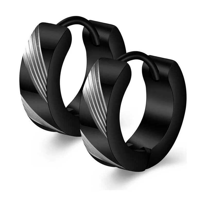 Impress Jewelry Ocelové Náušnice kruhy Rada Black Lines