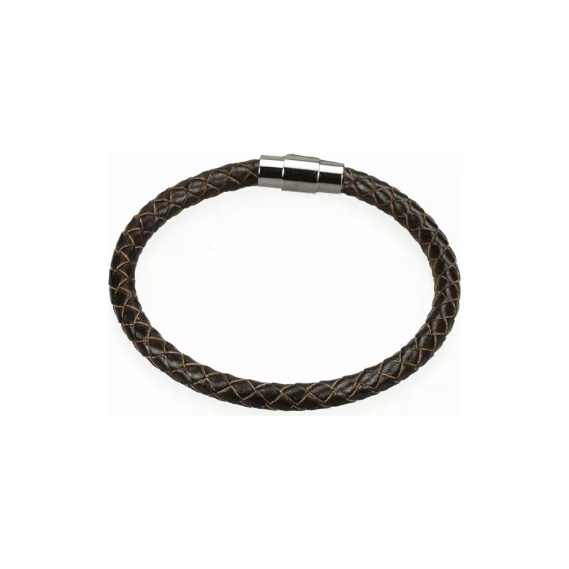 Impress Jewelry Splétaný náramek z pravé kůže a oceli 6 mm /21,5